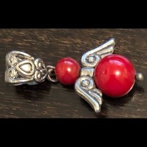 Red Jade, guardian angel healing stone pendant.